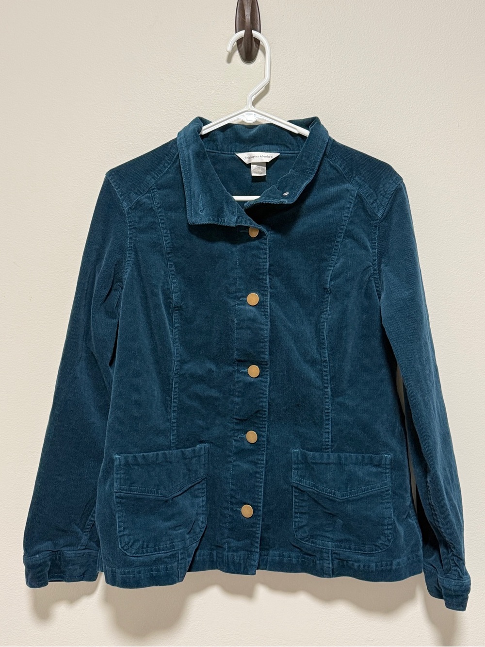 Christopher & Banks Teal Corduroy Button Jacket